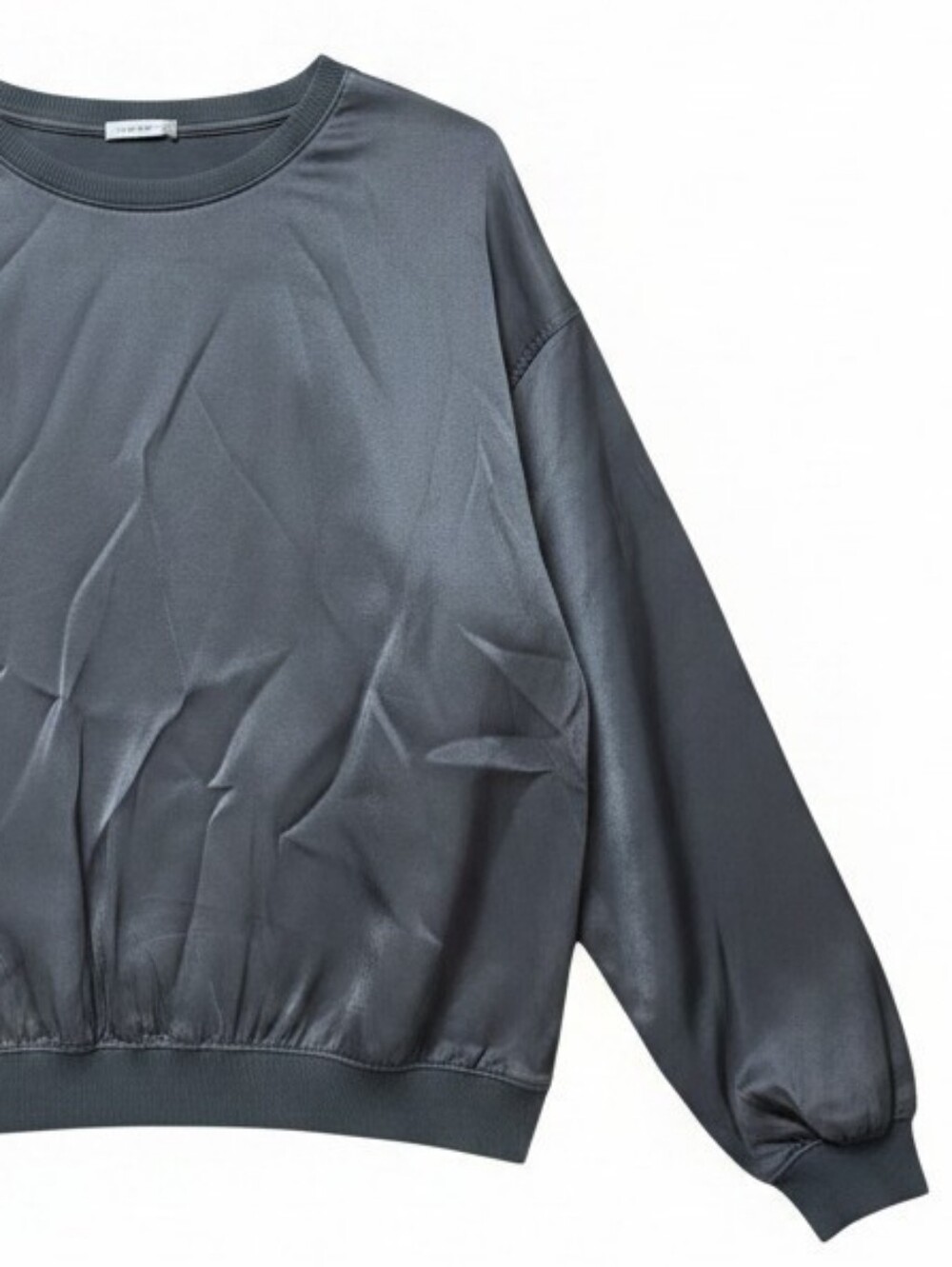 UNIQLO | Silky Gray Rayon Oversized Boxy Modern Sweatshirt Pullover Ribbed | L